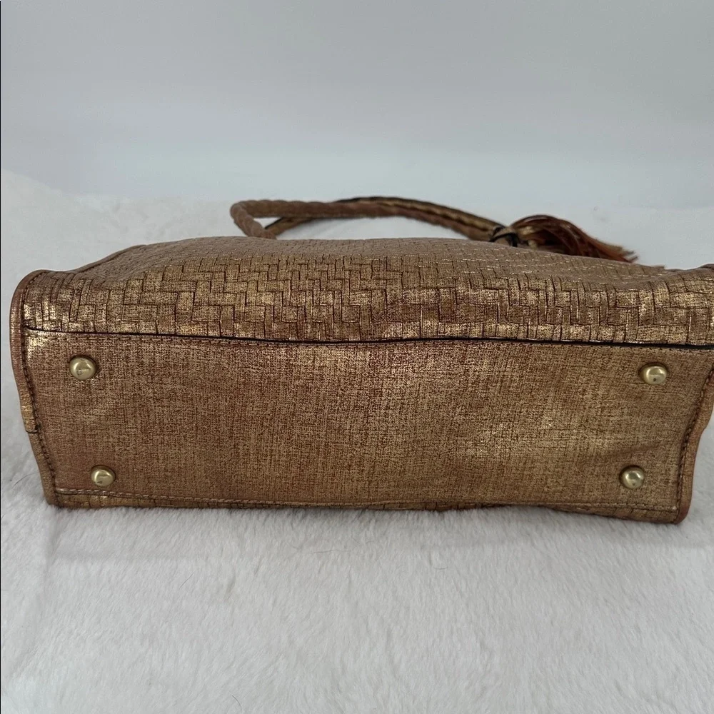 Patricia Nash Paris Gold Woven Tote Bag with Tassel